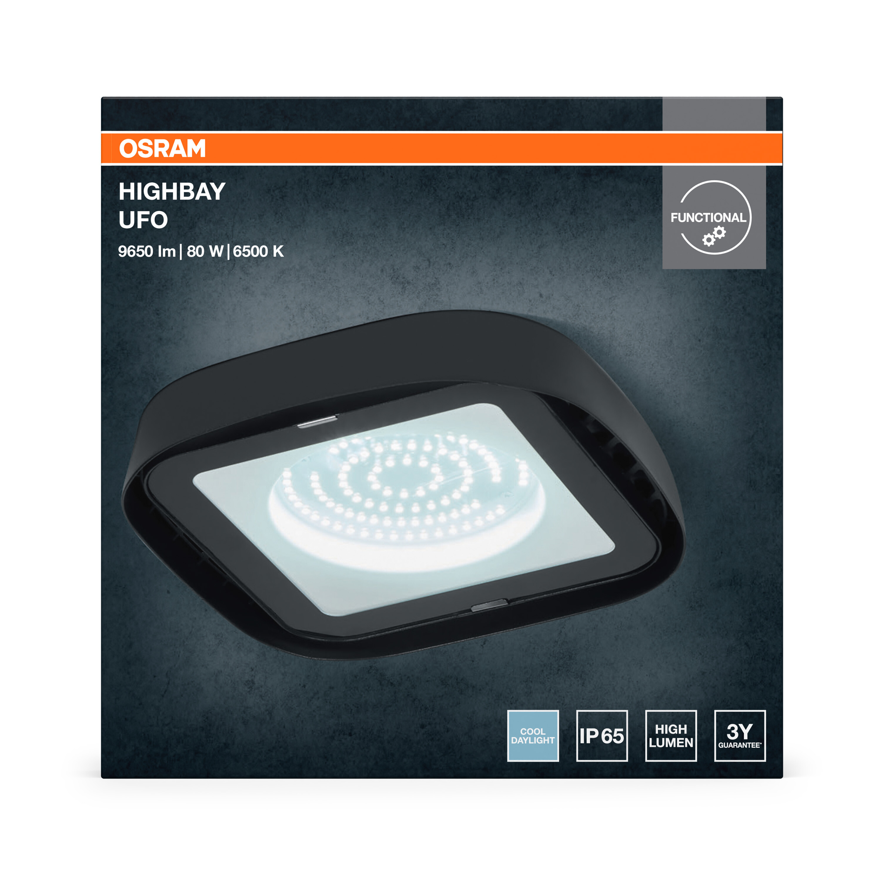 Osram Highbay Ufo Deckenleuchte, 80W, IP65, schwarz