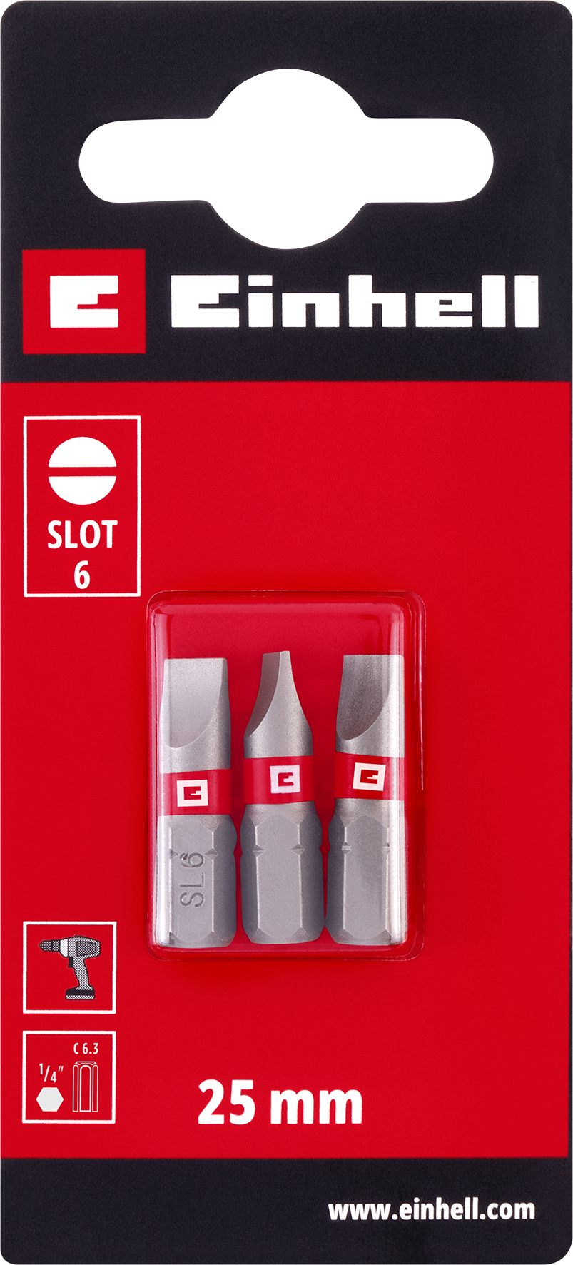 Einhell Standard-Bits, 25 mm, SL6