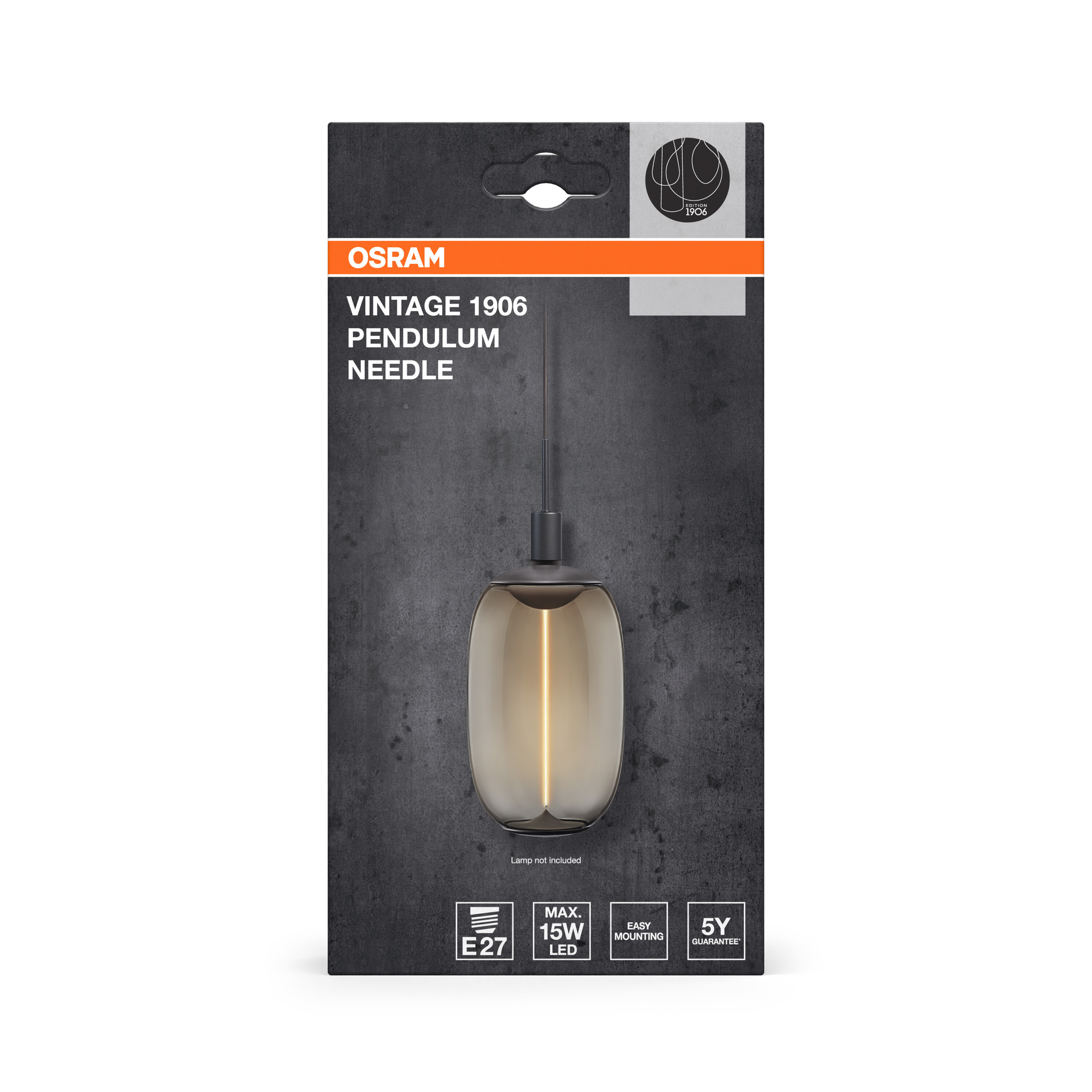 Osram Vintage 1906 Pendelleuchte Needle Dark, E27, grau