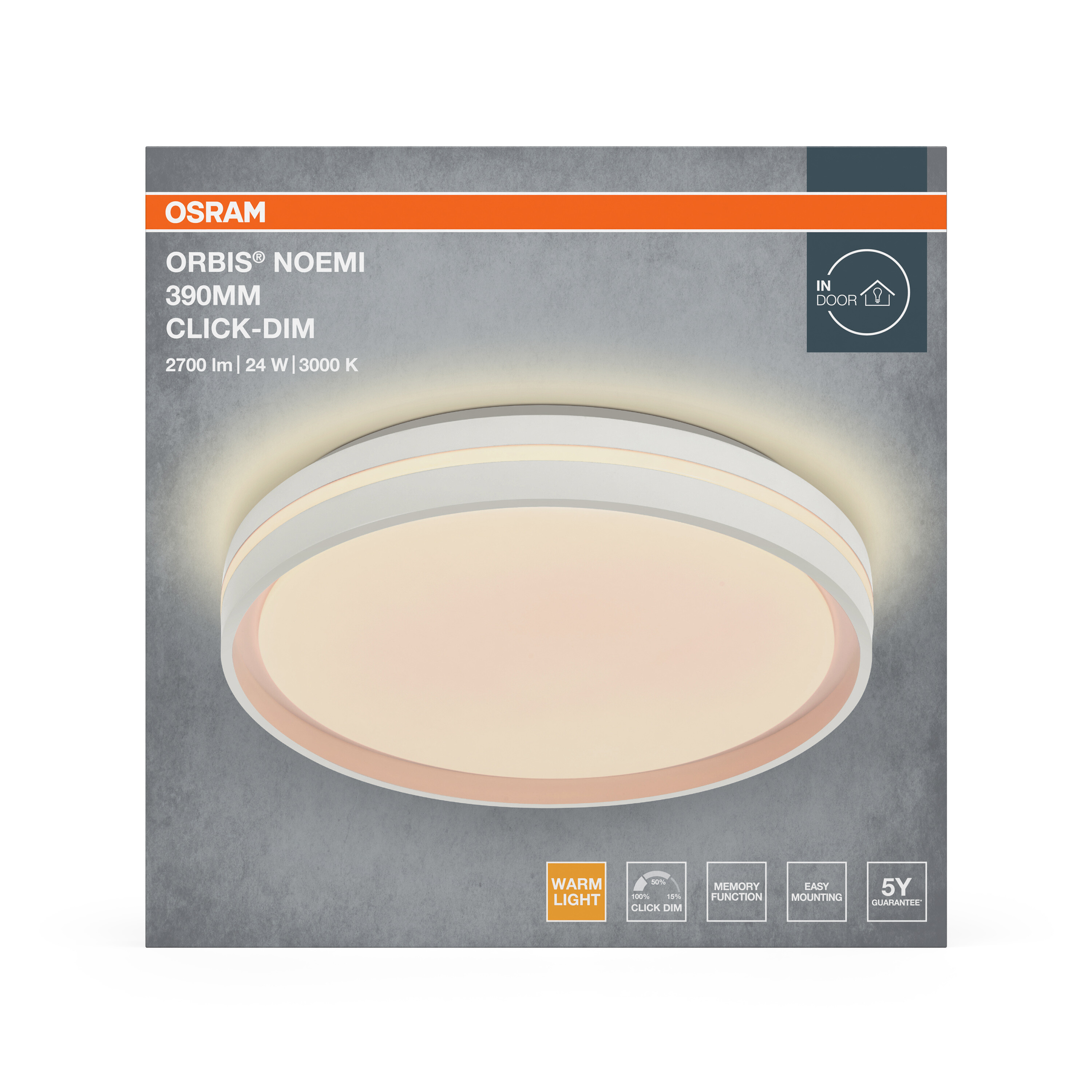 Osram Led Deckenleuchte "Orbis Noemi", 390 mm, 24W, 830, weiß