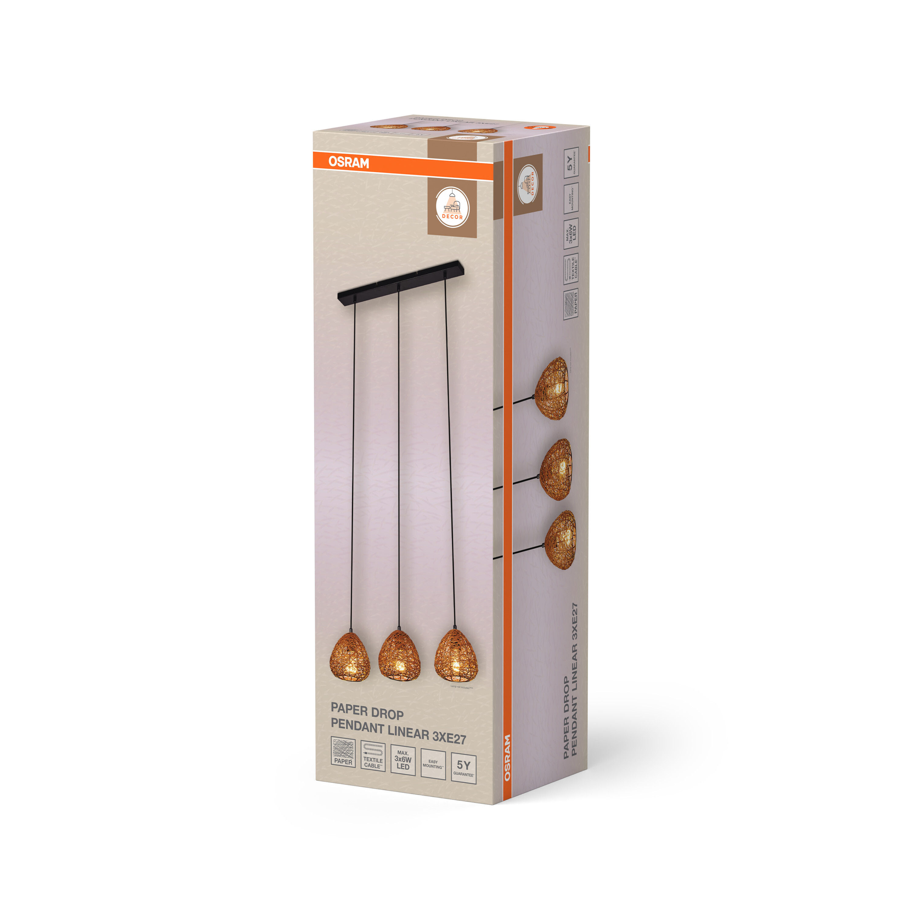 Osram Decor Pendelleuchte Linear, 3xE27, schwarz