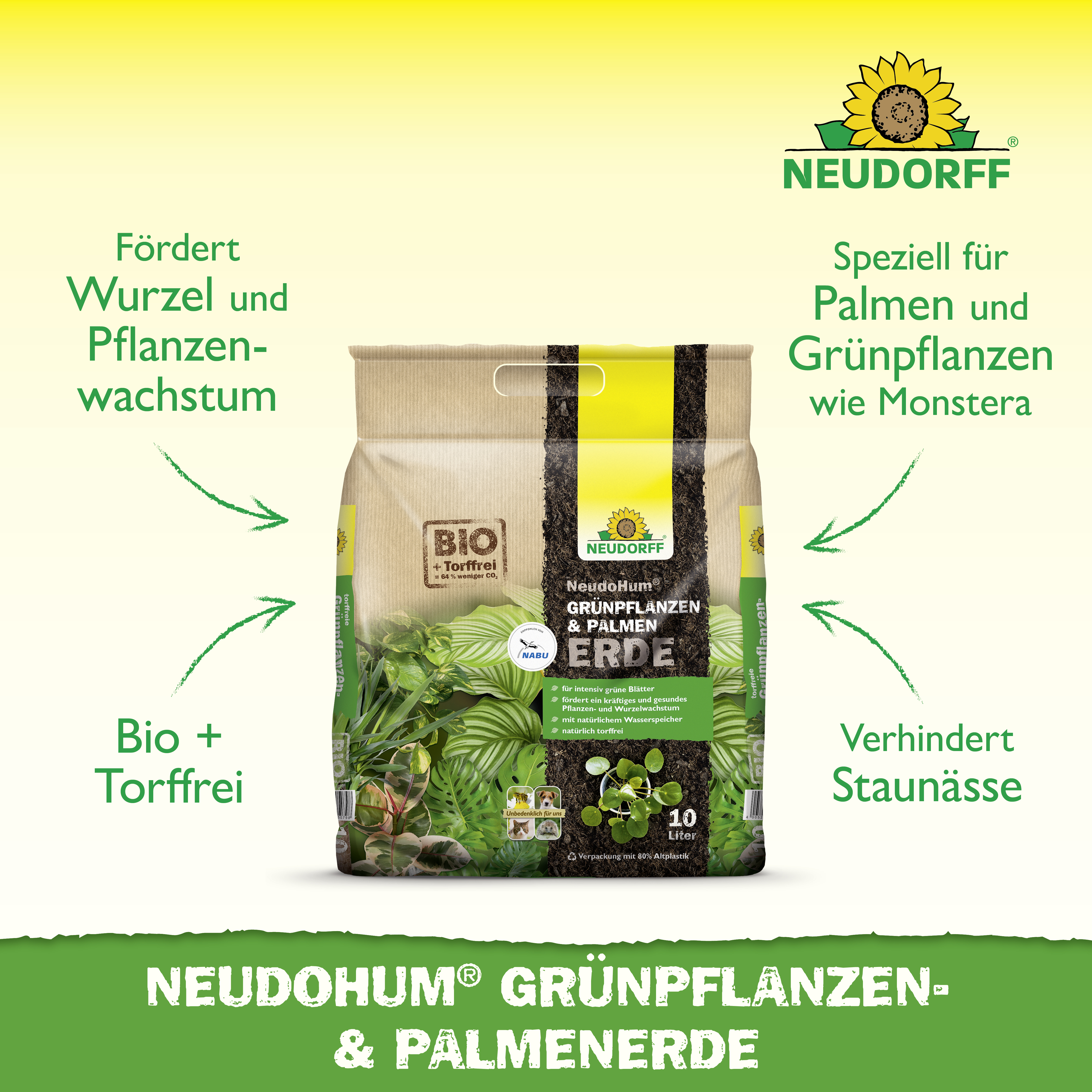 Neudorff NeudoHum Grünpflanzen- & PalmenErde, 10 l