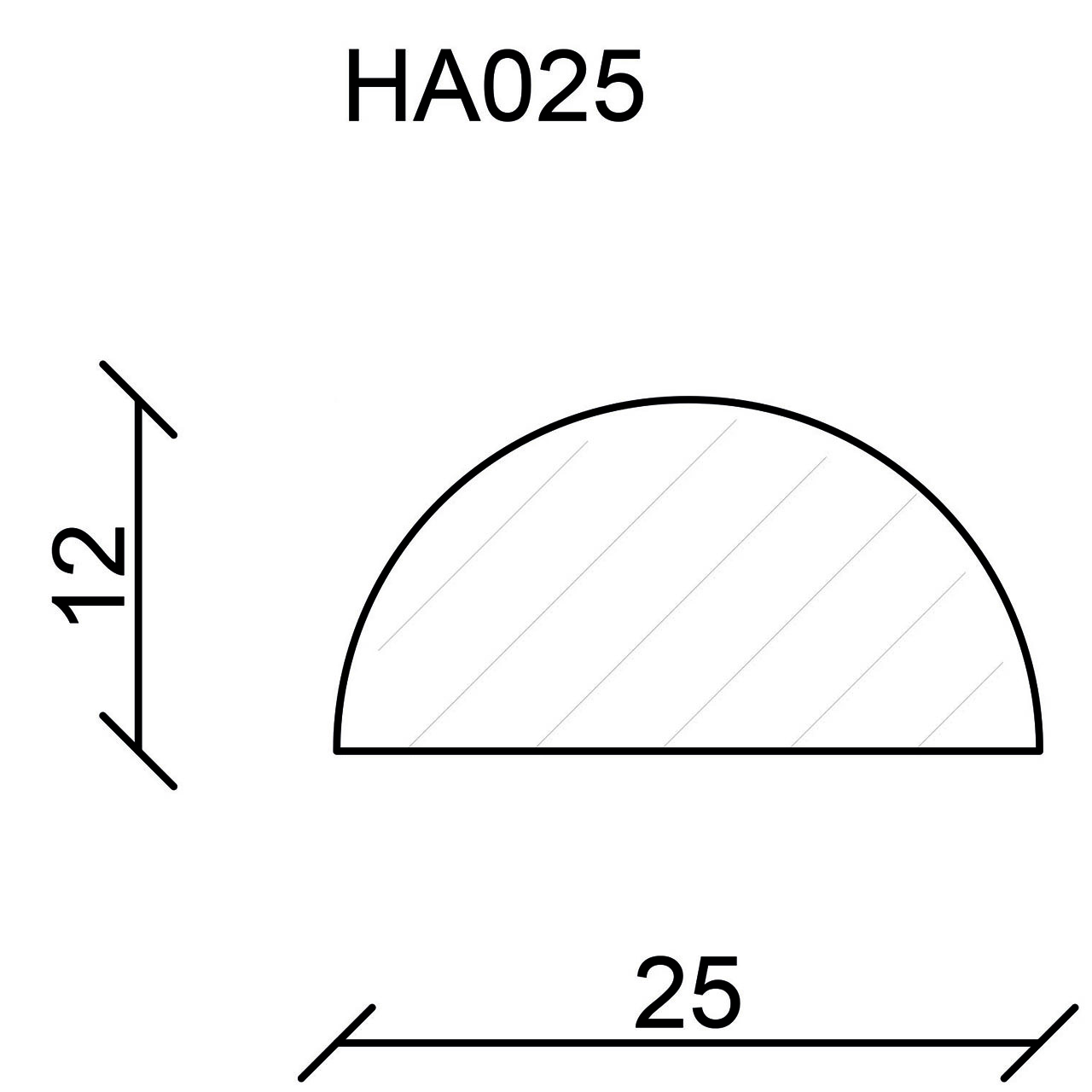 544087-Querschnitt Neuhofer Halbrundstab, 25 mm