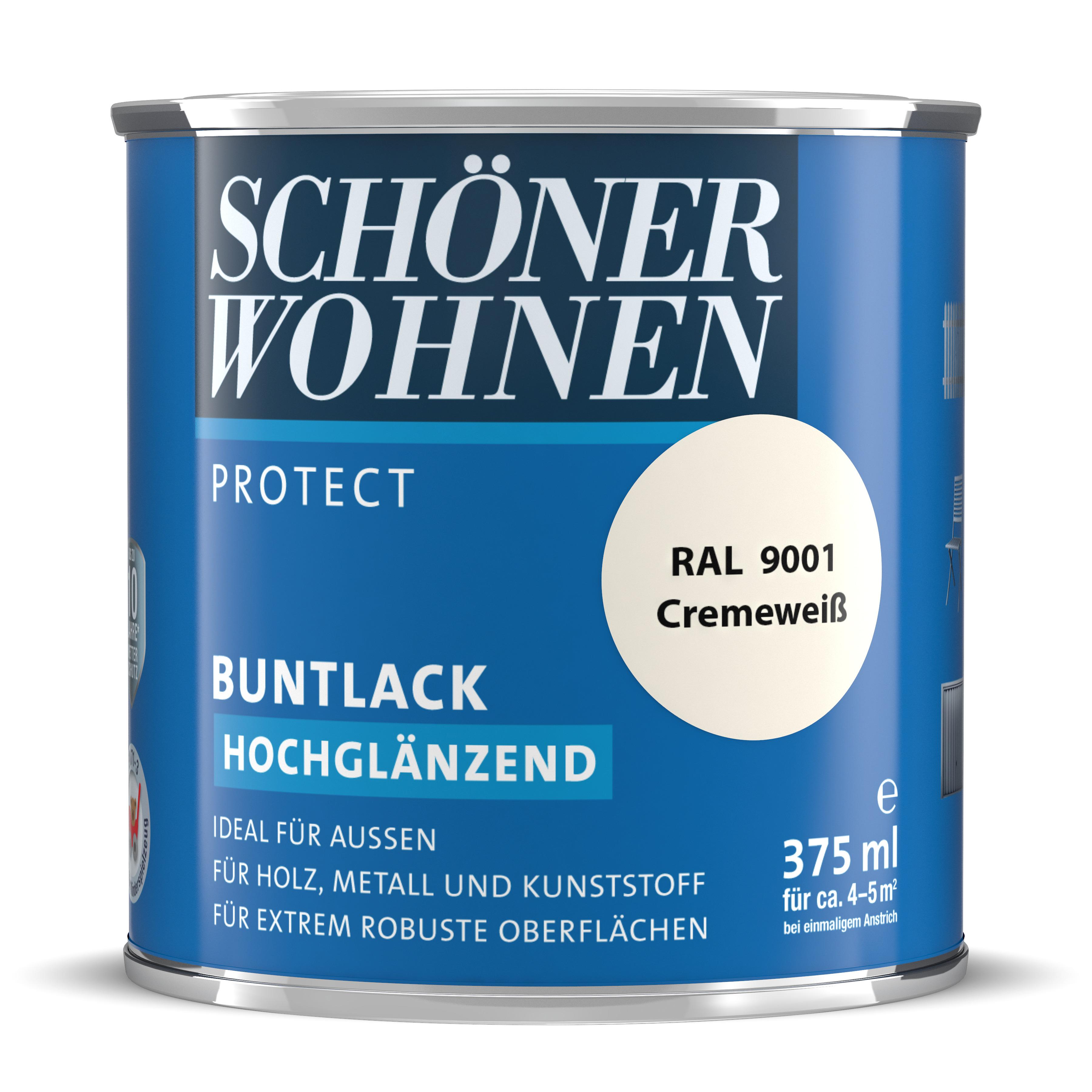 SW_2434-0375-9001 Schöner Wohnen Protect Buntlack, hochglänzend, cremeweiß