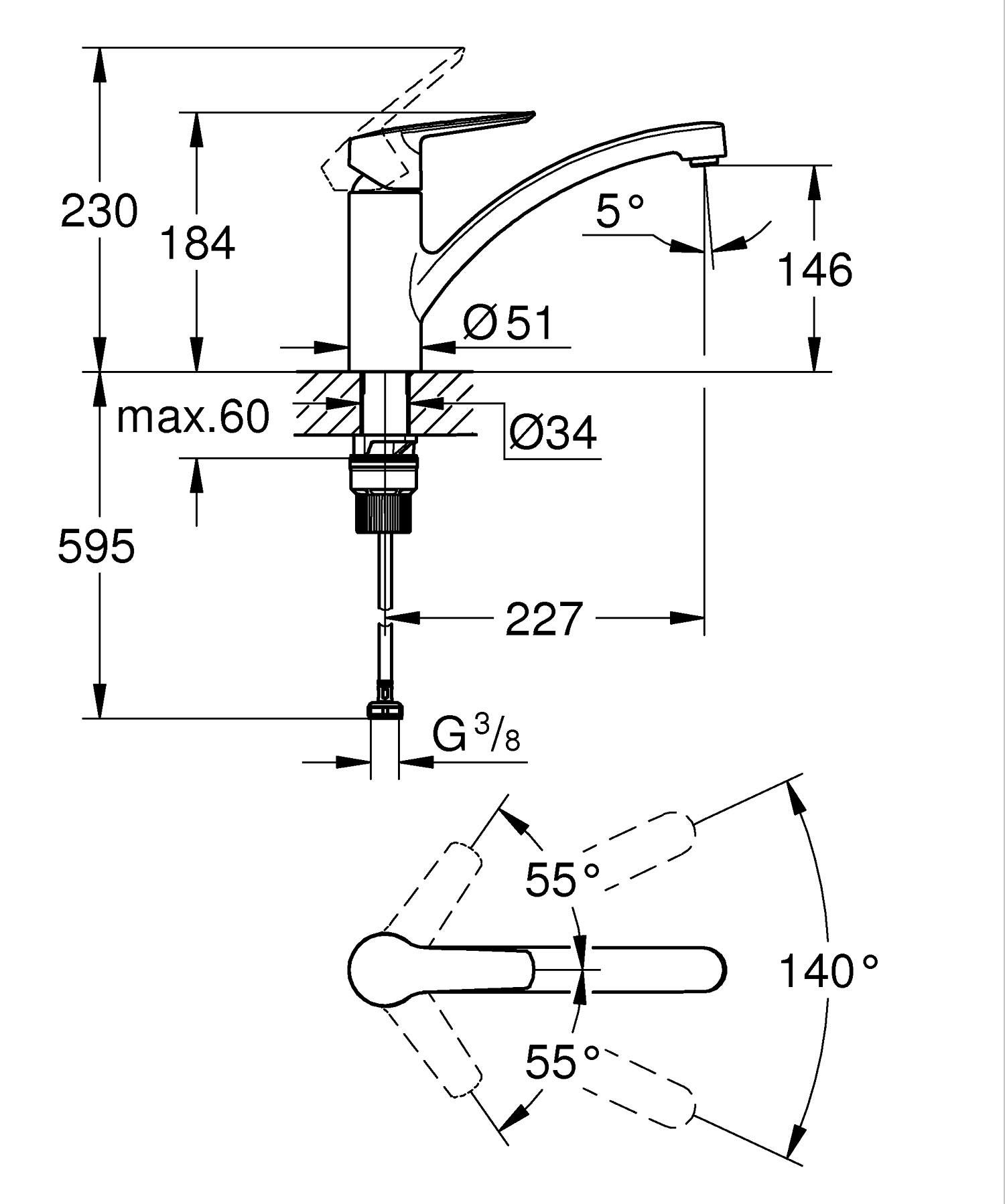 Grohe Start Einhand-Spültischbatterie, 1/2"