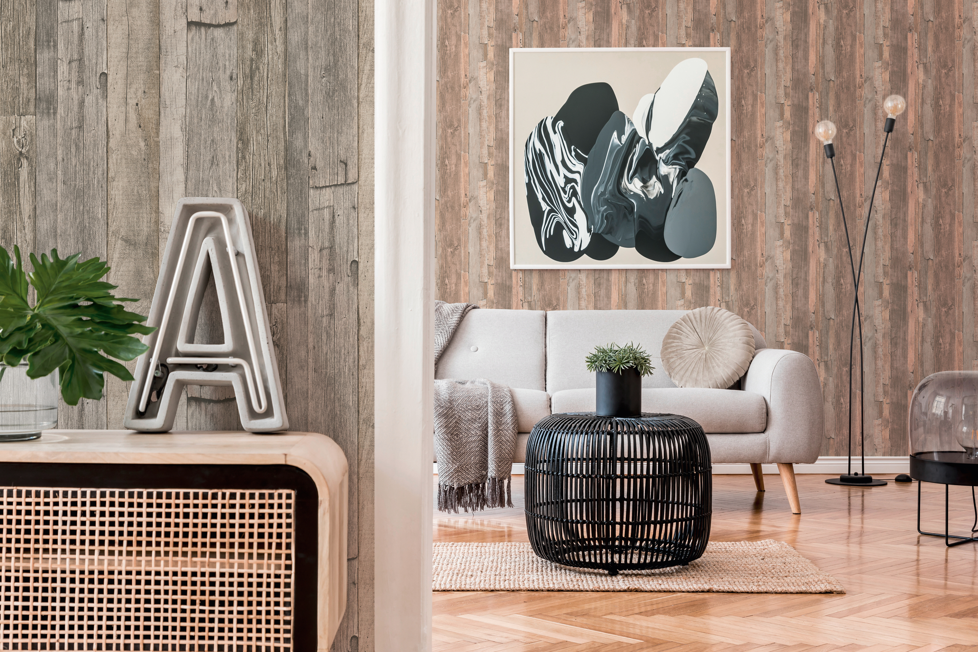 A.S. Création Vliestapete, holzoptik grau braun – vintage tapete im holzlatten design