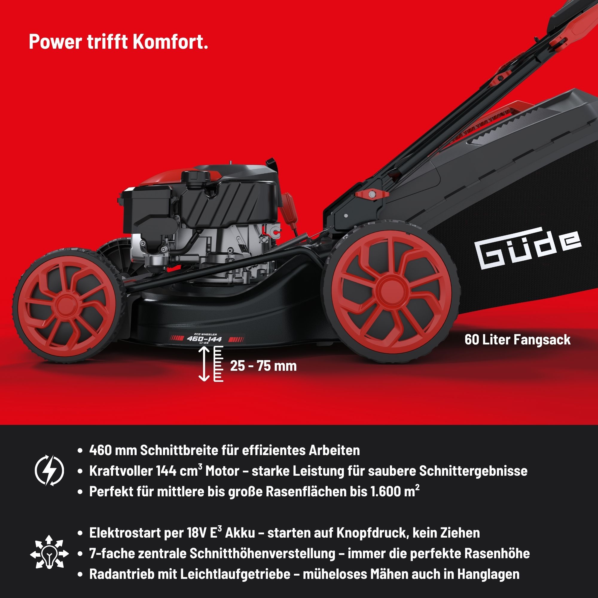 Güde Benzin-Rasenmäher Eco Wheeler EW 460-144 LI-ES