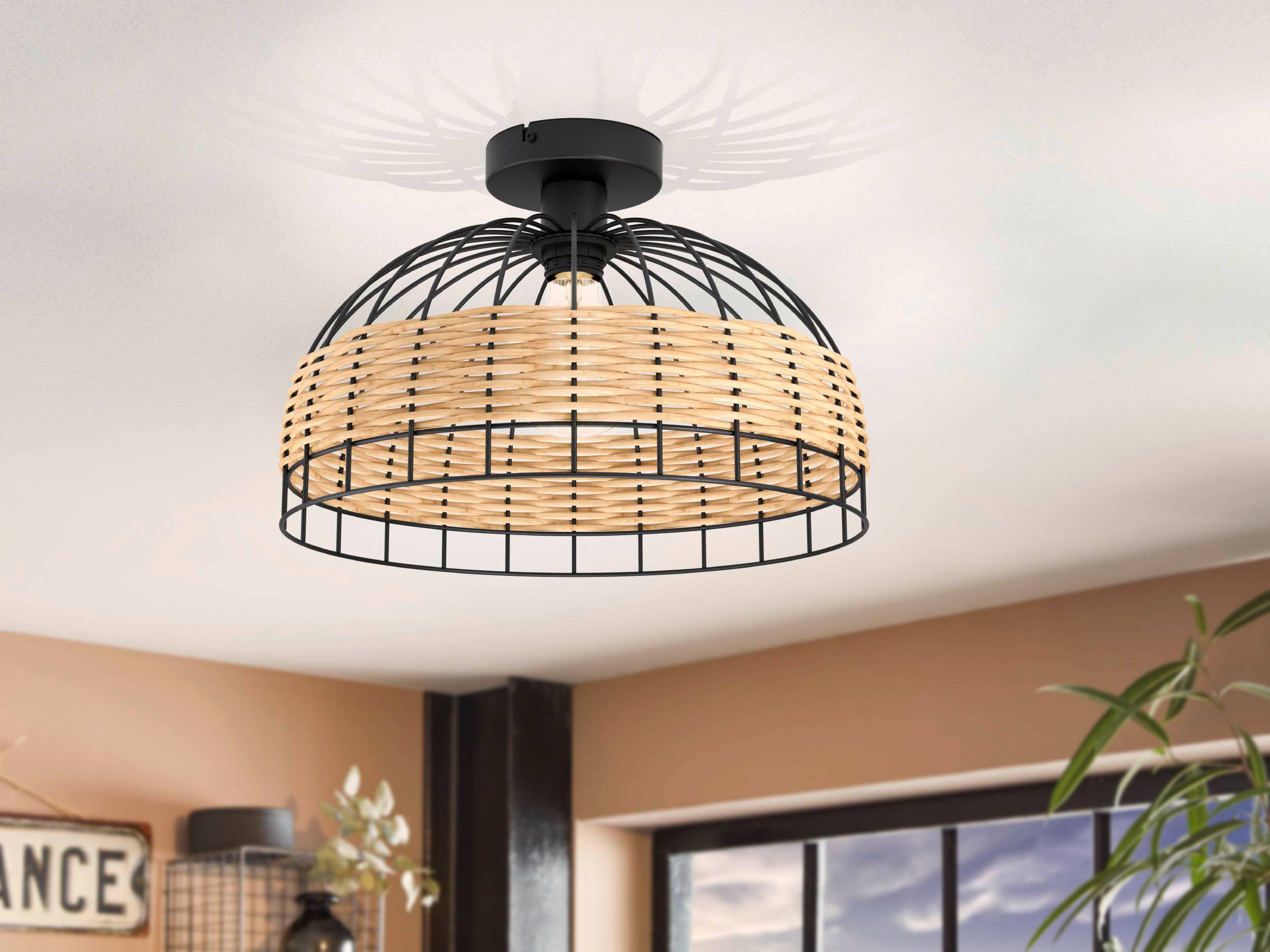 791167-2 Eglo Deckenleuchte 1XE27 schwarz/rattan ANWICK