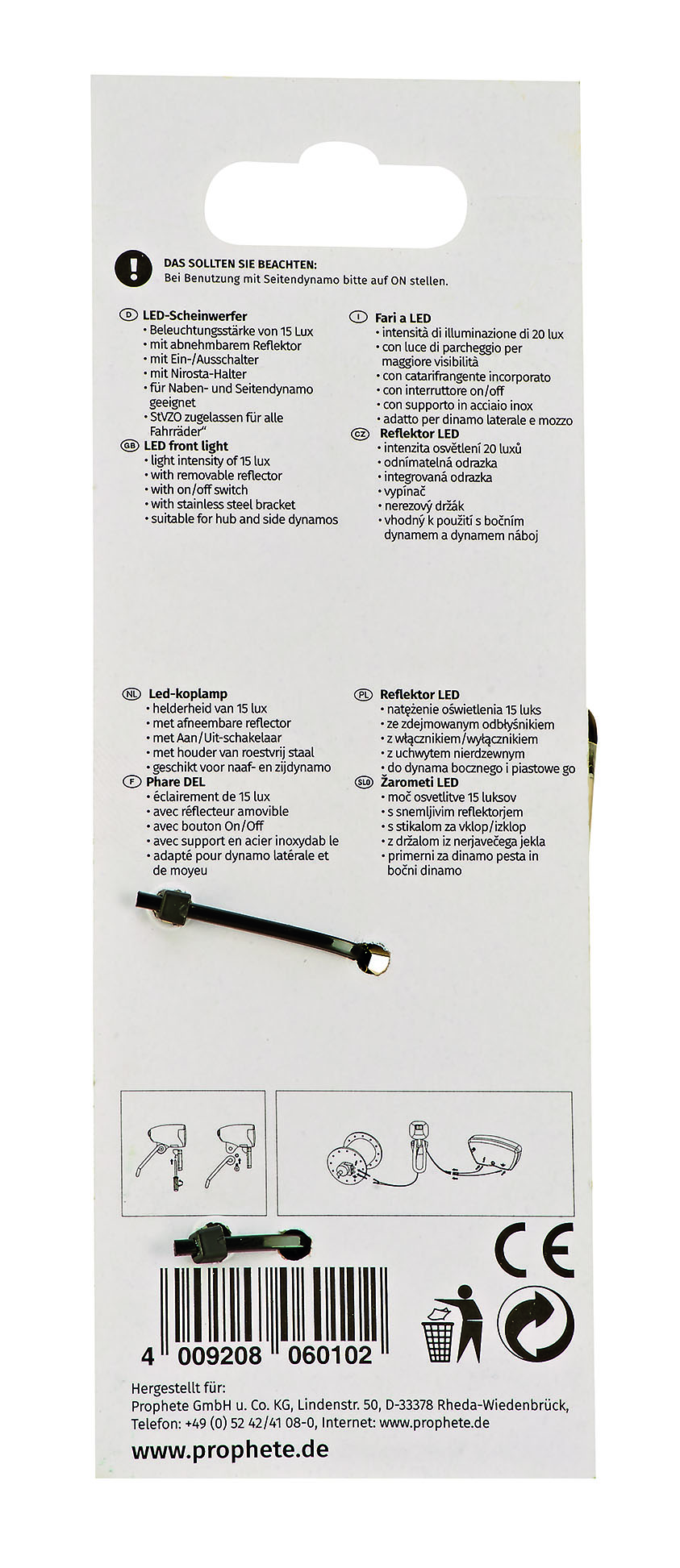 Prophete LED-SCHEINWERFER 15LUX MIT ABNEHMBAREM REFLEKTOR