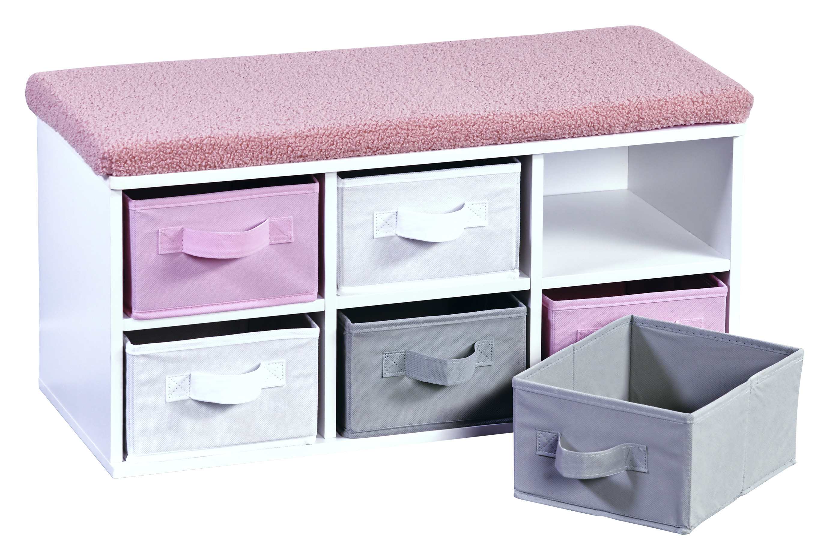 Kesper Kinder-Sitzbank mit Sitzkissen, weiß, FSC, 68 x 29,5 x 31 cm