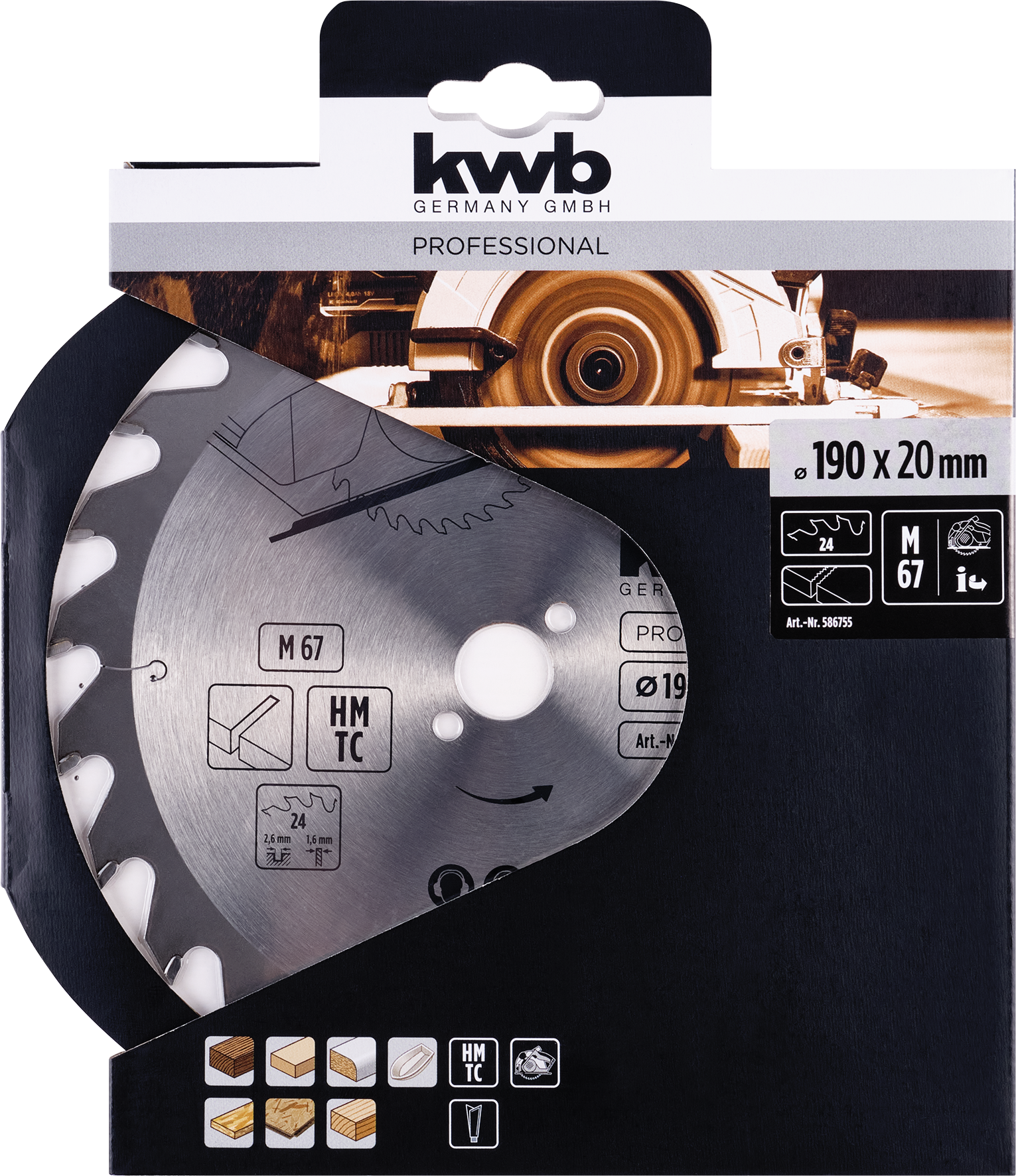 Kwb Kreissägeblatt HM, Ø 190 x 20 mm, Z24