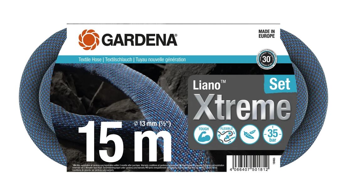 Gardena Textilschlauch Liano™ Xtreme 1/2", 15 m Set Gardena Textilschlauch Liano™ Xtreme 1/2", 15 m Set