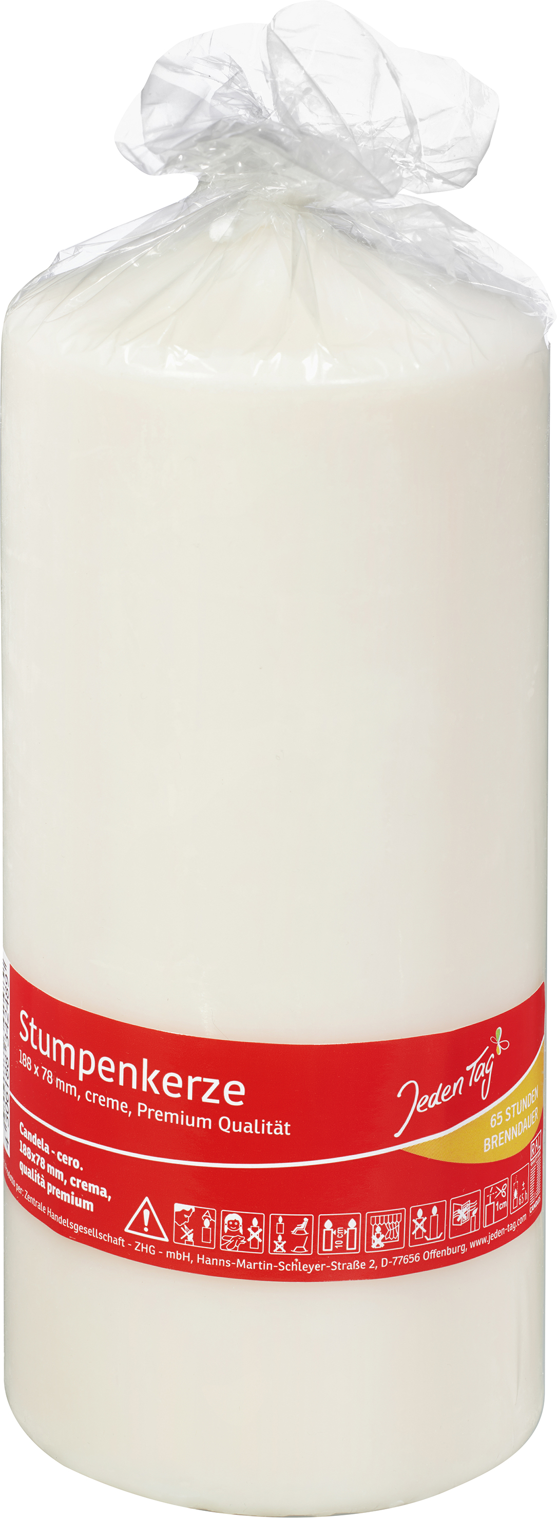 171629_118896 JEDEN TAG  STUMPENKERZE 188X78MM CREME