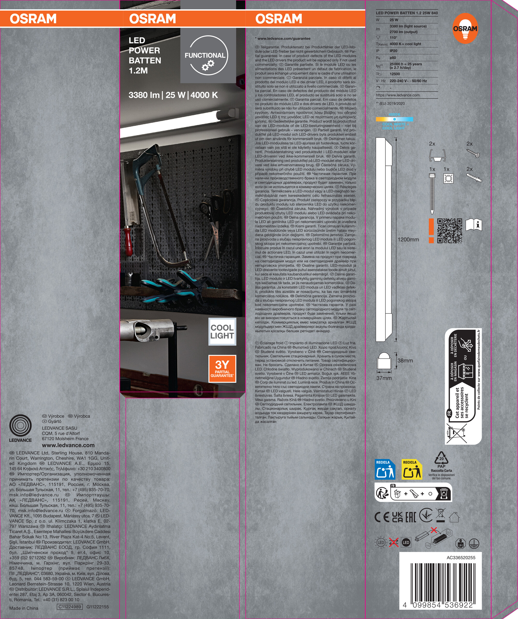 Osram Lichtleiste "LED Power Batten", 1200 mm, 25W, 4000K