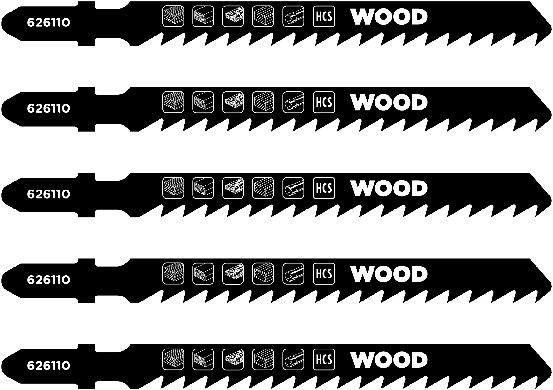 kwb HCS-Stichsägeblätter mit T-Schaft für Holz, extra grob, 100 mm kwb HCS-Stichsägeblätter mit T-Schaft für Holz, extra grob, 100 mm