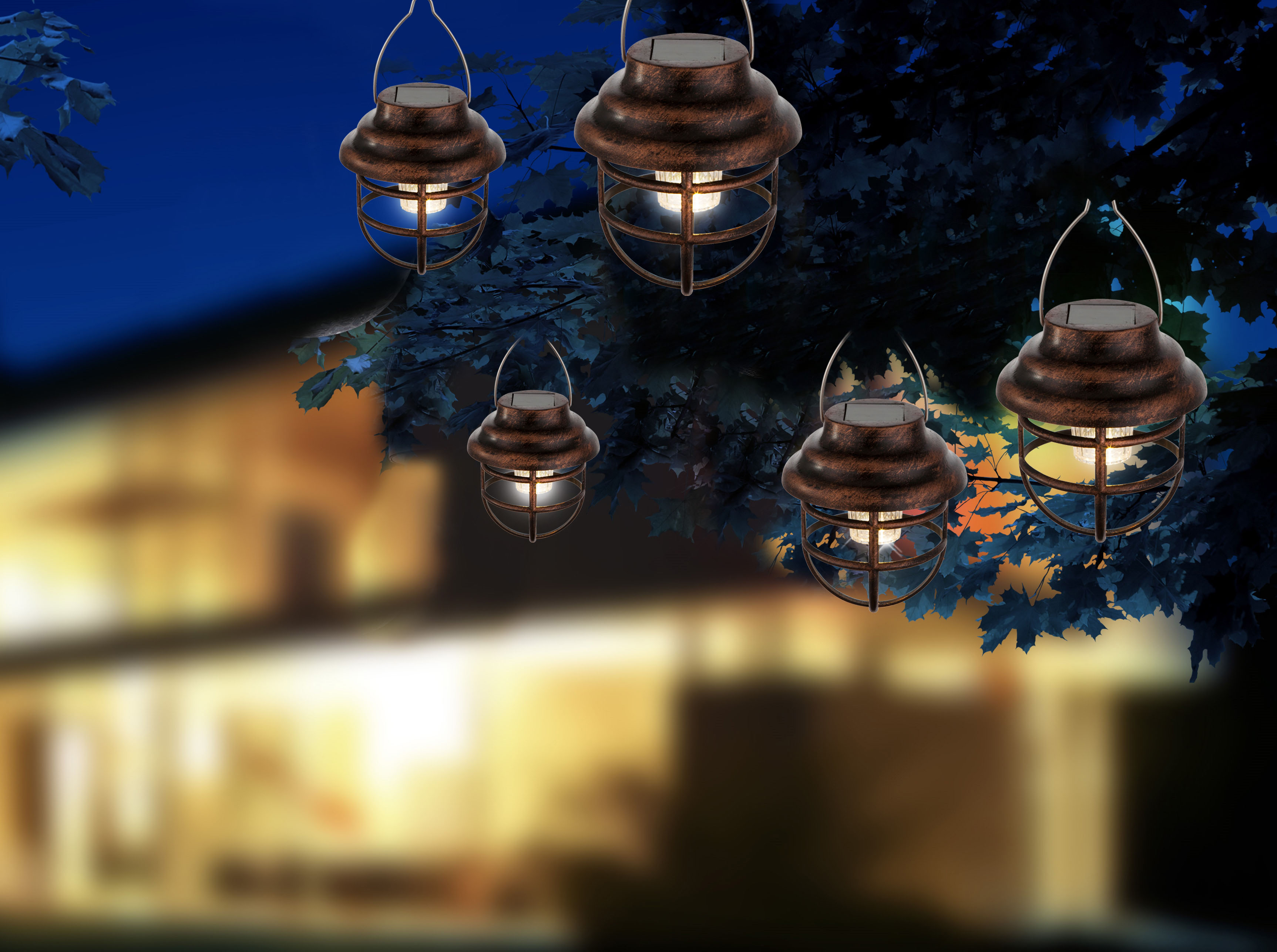 Globo Solarleuchte Metall rostfarben, 1xLED