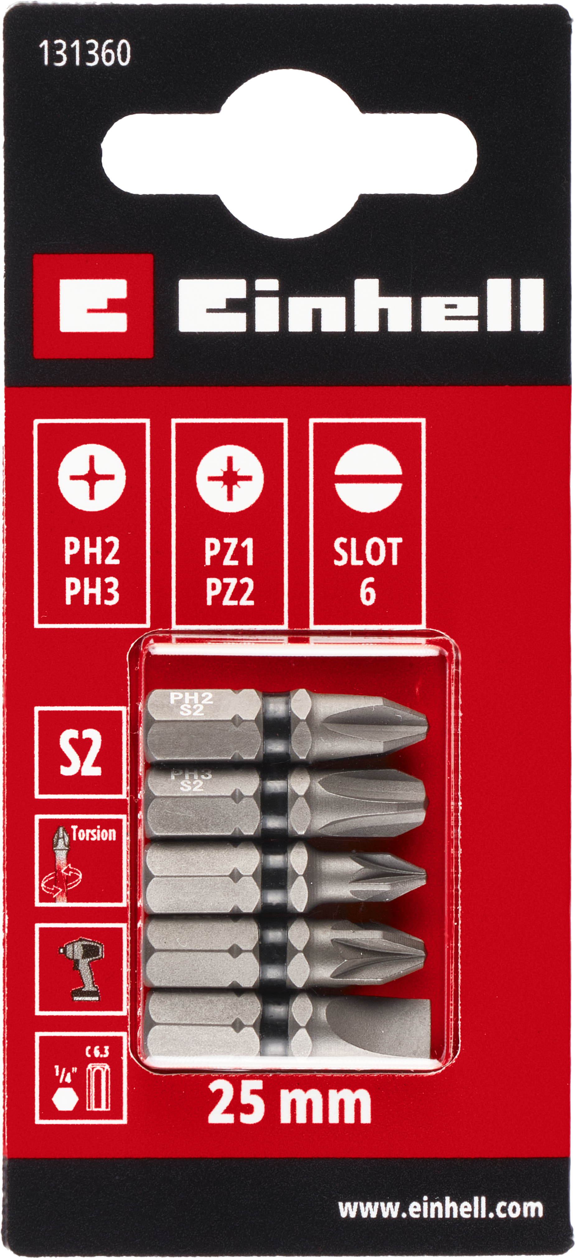 Einhell Impact-Bit-Set, 25 mm, PH / PZ / SL