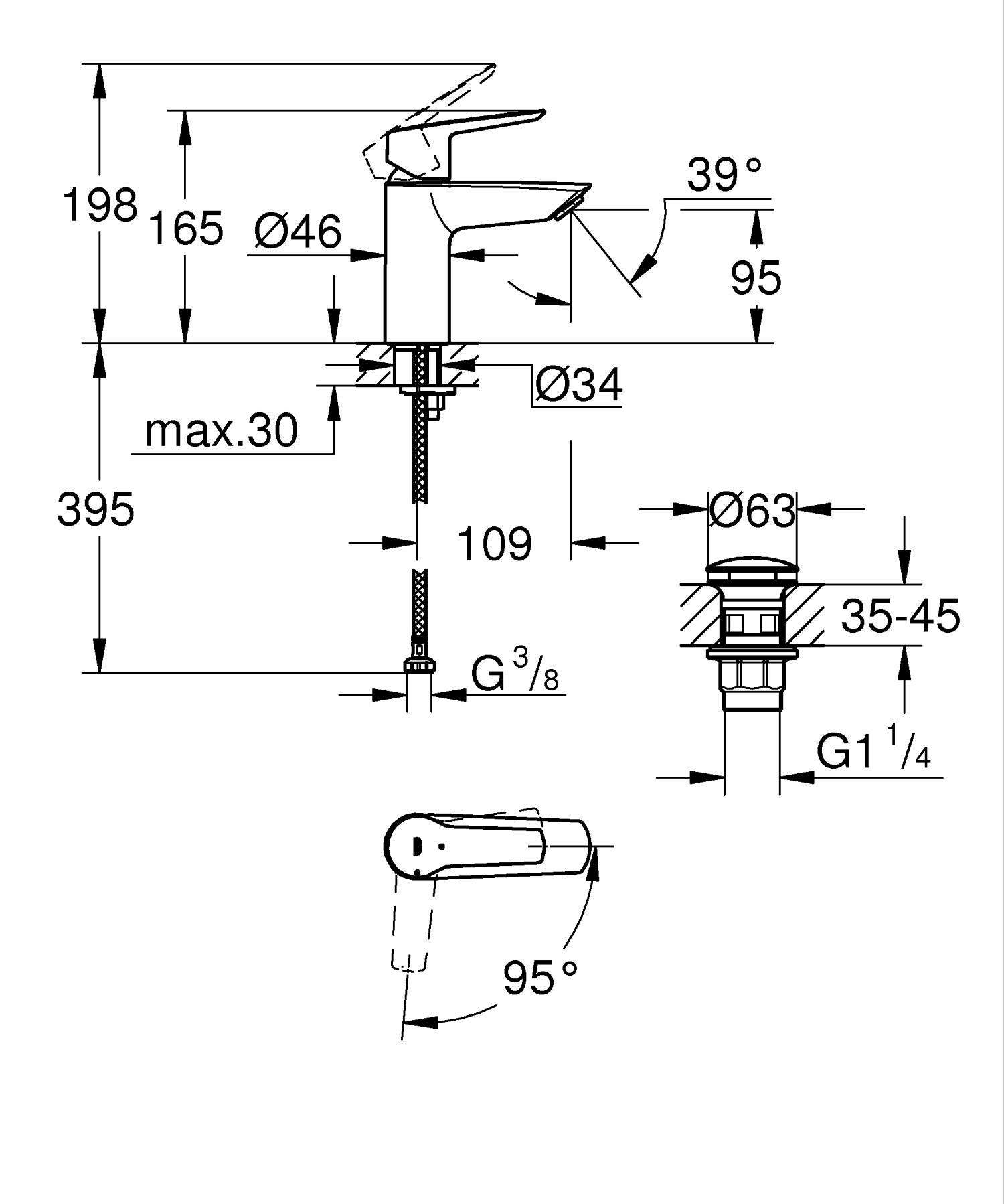 Grohe Start Einhand-Waschtischbatterie, 1/2" S-Size
