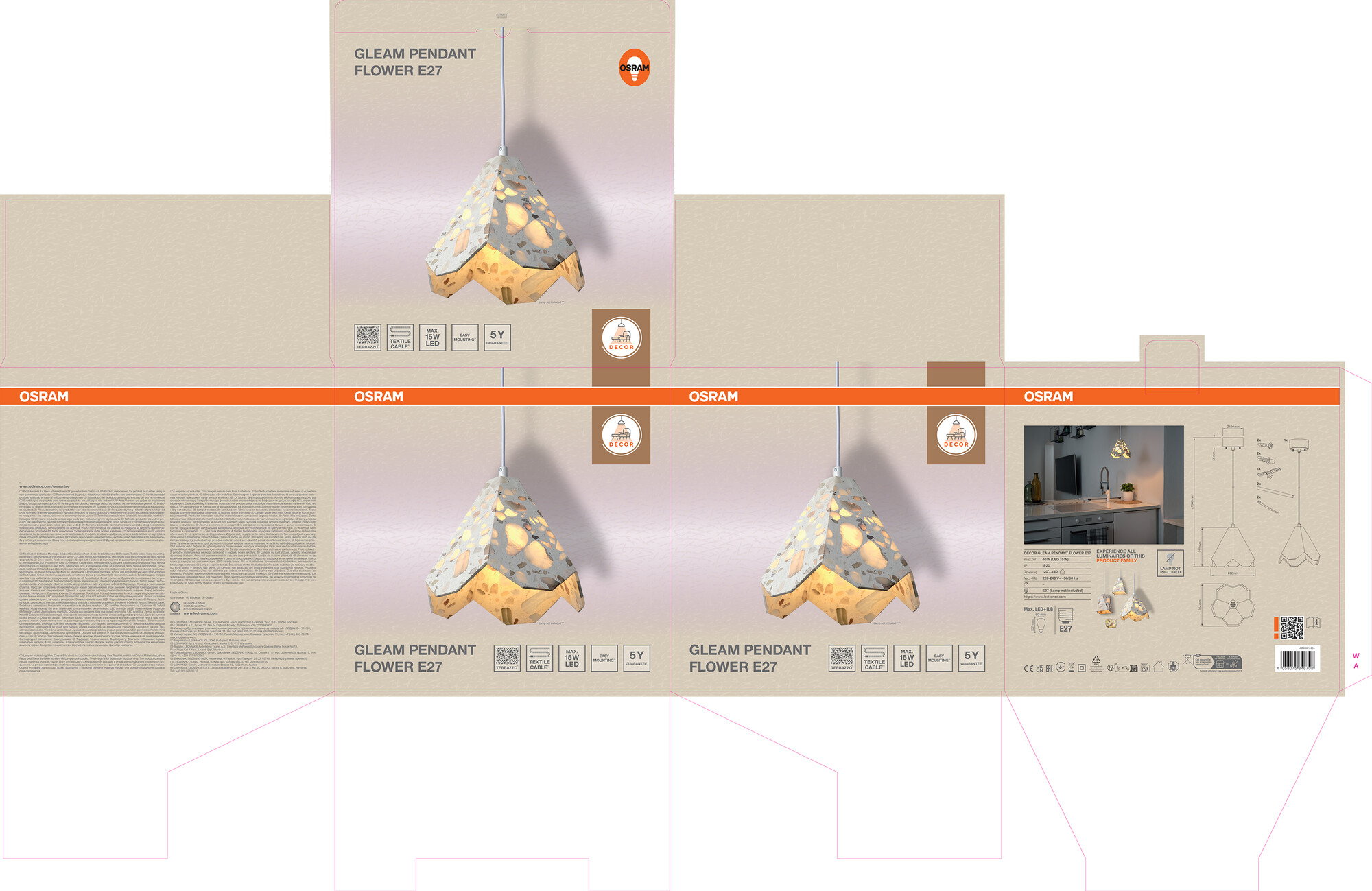 Osram DECOR Gleam Pendelleuchte Flower, E27, weiß